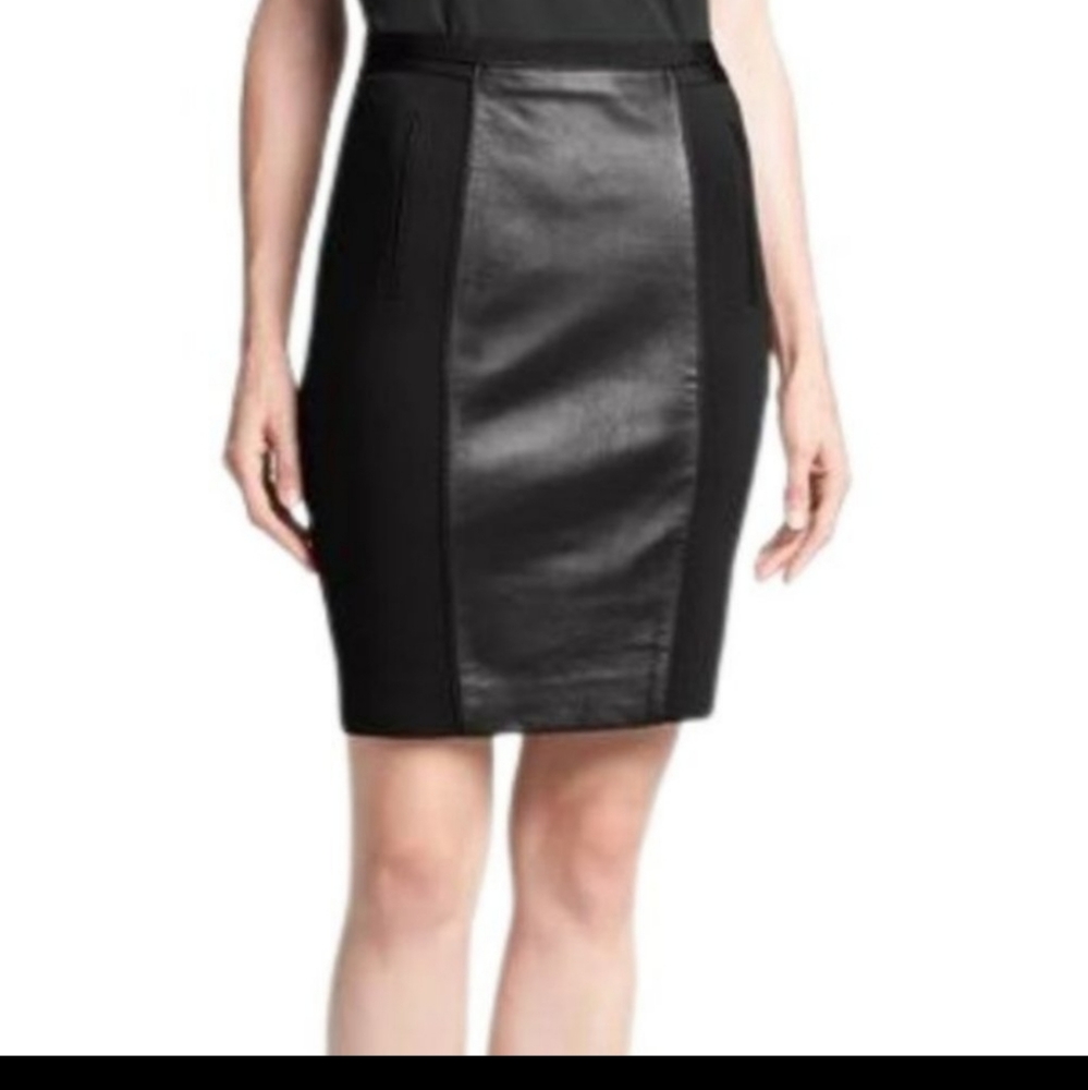 Ted Baker Leather Skirt , London Bebu Faux - Size 0 (US 2) - Black, Pencil,